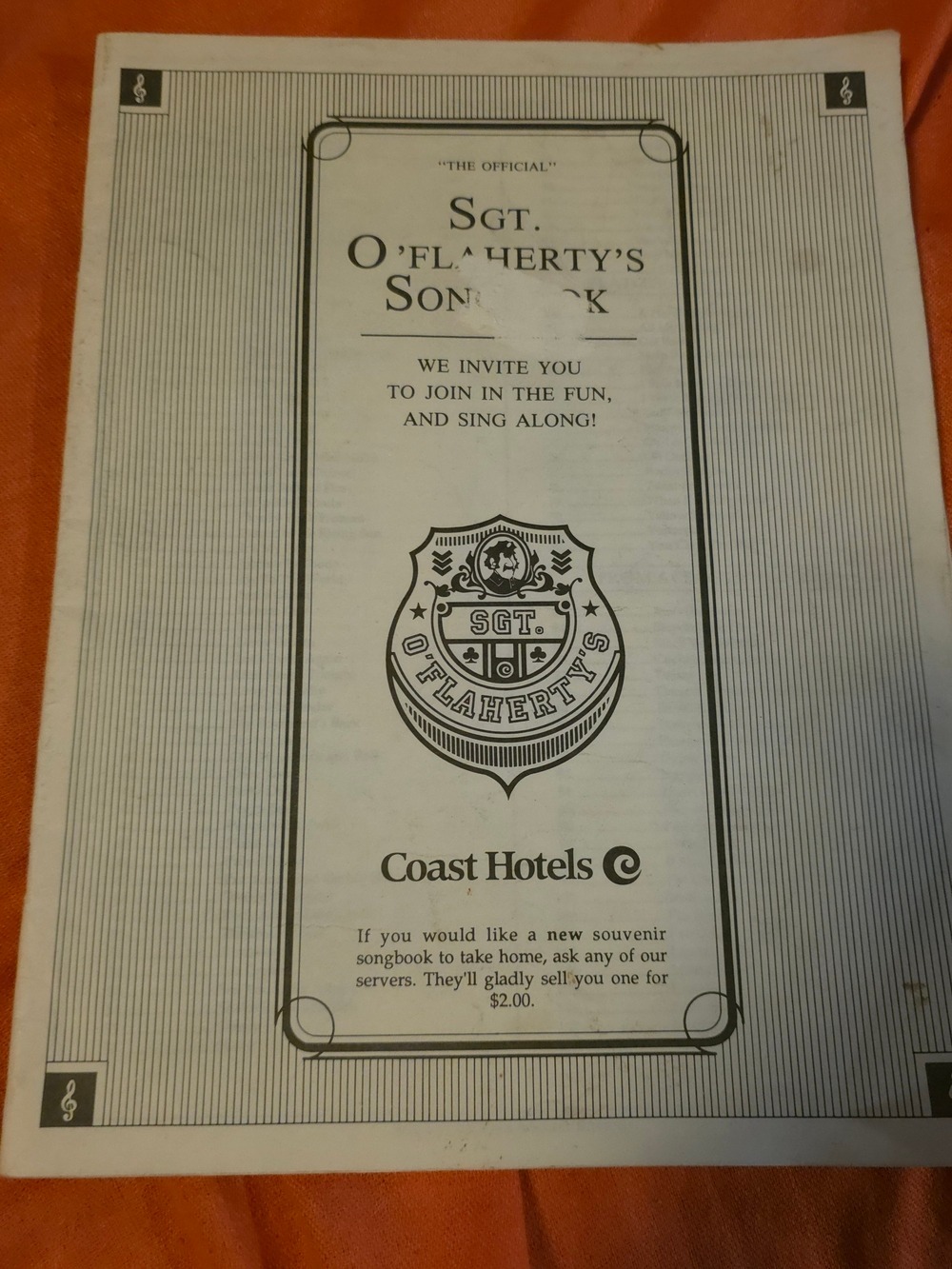 4/$25 Deal! Vintage Sgt. O'Flaherty's Songbook